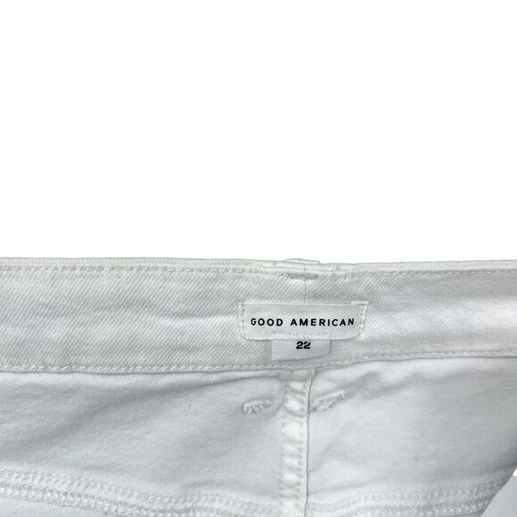 Good American Women Jeans Good Waist Stretch Distressed Raw White Plus Sz 22 - Picture 4 of 7